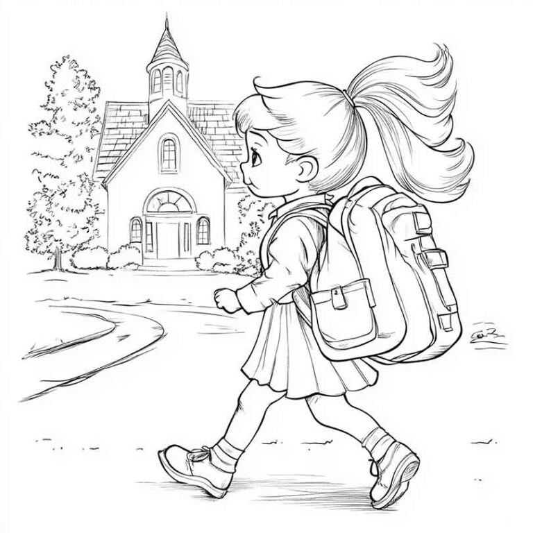 Desenhos GRÁTIS de Criança Indo para Escola para Imprimir e Colorir/Pintar