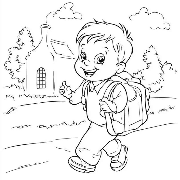 Desenhos GRÁTIS de Criança Indo para Escola para Imprimir e Colorir/Pintar