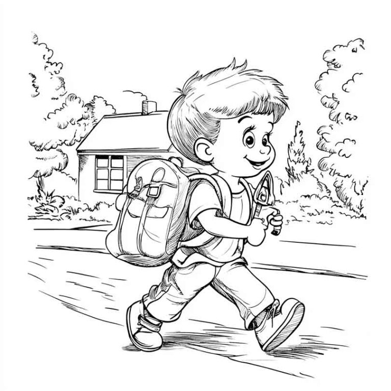 Desenhos GRÁTIS de Criança Indo para Escola para Imprimir e Colorir/Pintar