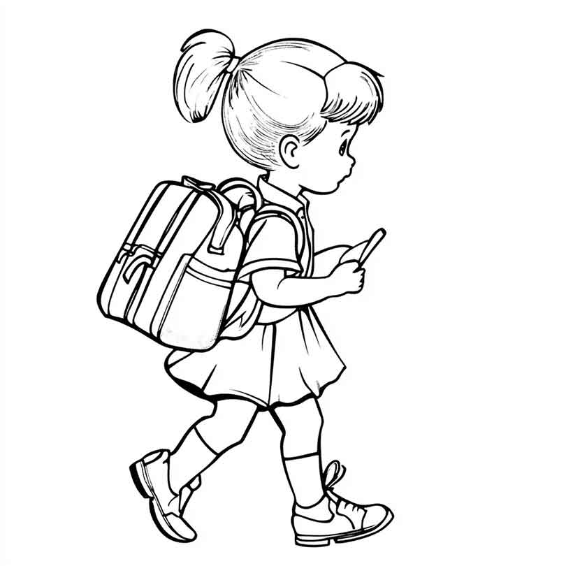 Desenhos GRÁTIS de Criança Indo para Escola para Imprimir e Colorir/Pintar