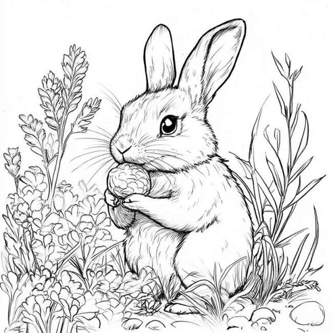 coelhos comendo para colorir 8