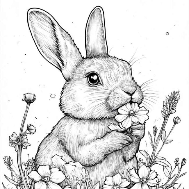 coelhos comendo para colorir 9