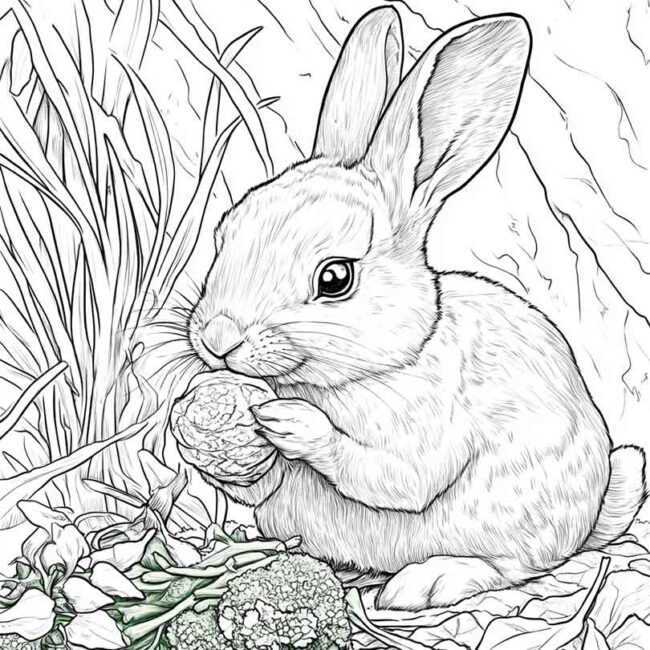 coelhos comendo para colorir 5