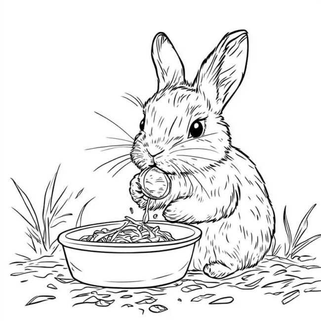 coelhos comendo para colorir 44