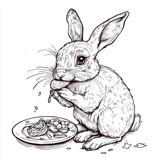 coelhos comendo para colorir 38