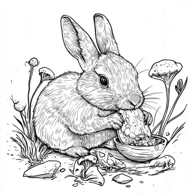 coelhos comendo para colorir 15