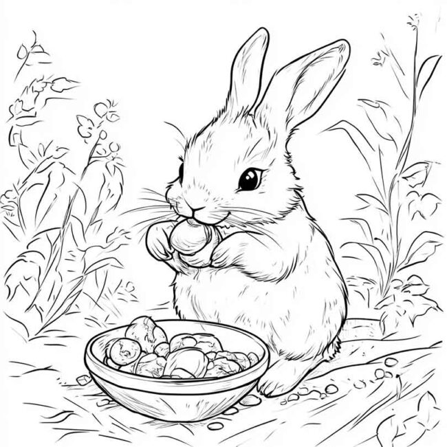 coelhos comendo para colorir 22
