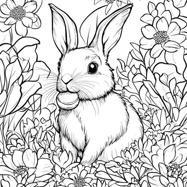 coelhos comendo para colorir 1