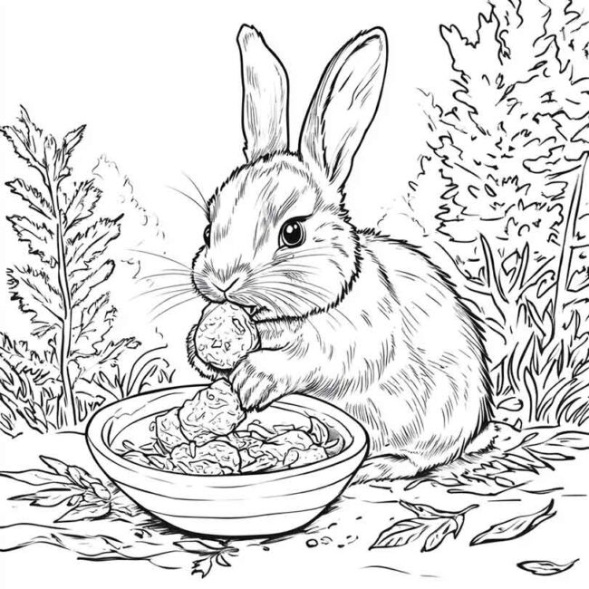 coelhos comendo para colorir 17