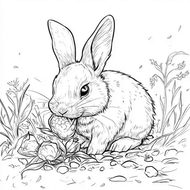 coelhos comendo para colorir 39