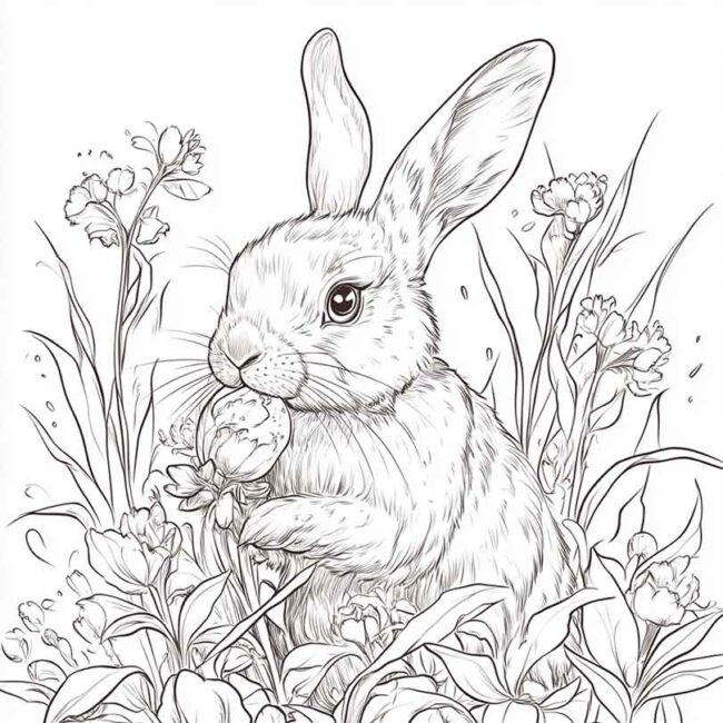 coelhos comendo para colorir 10