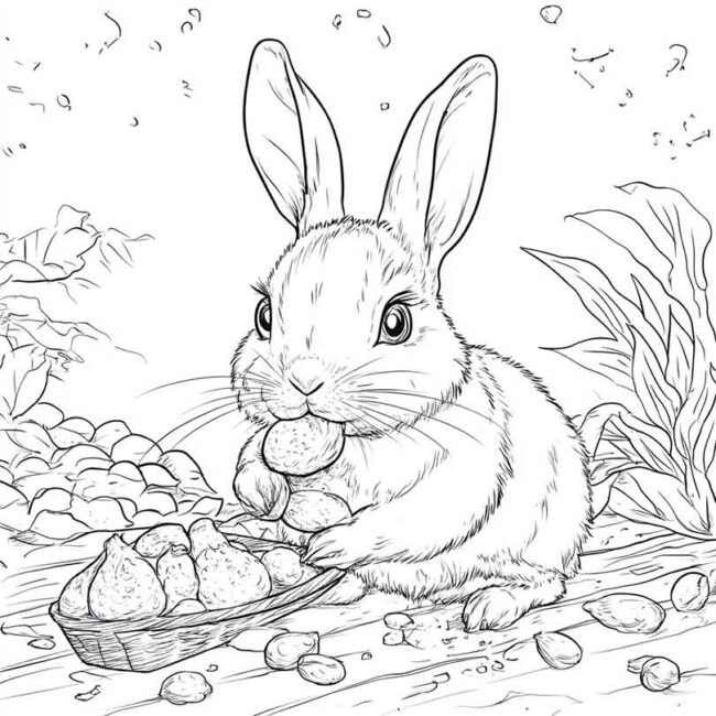 coelhos comendo para colorir 20