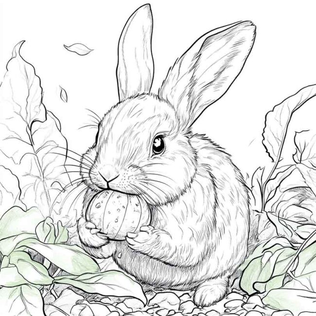 coelhos comendo para colorir 12