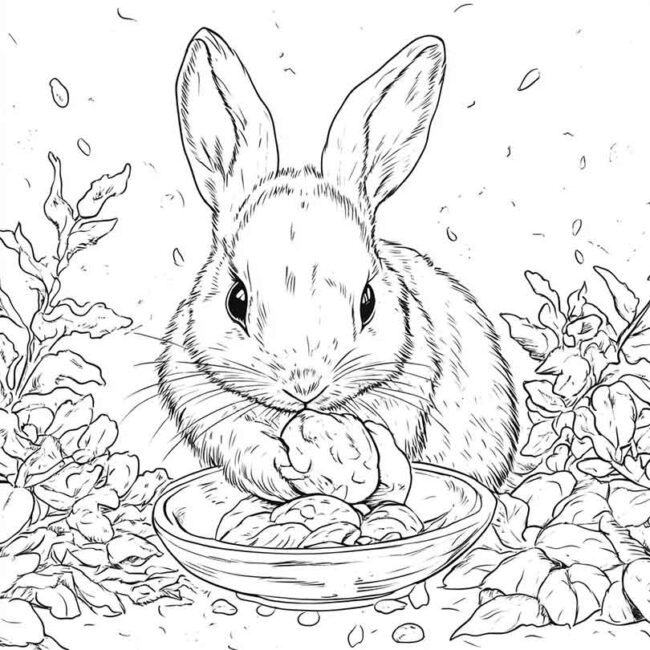 coelhos comendo para colorir 19
