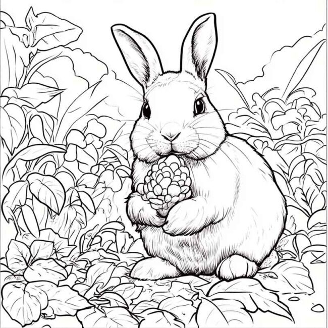 coelhos comendo para colorir 11