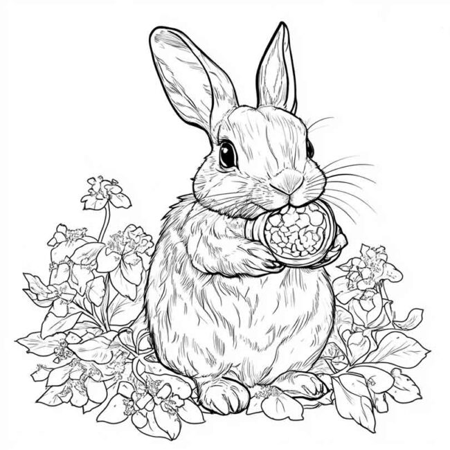 coelhos comendo para colorir 37