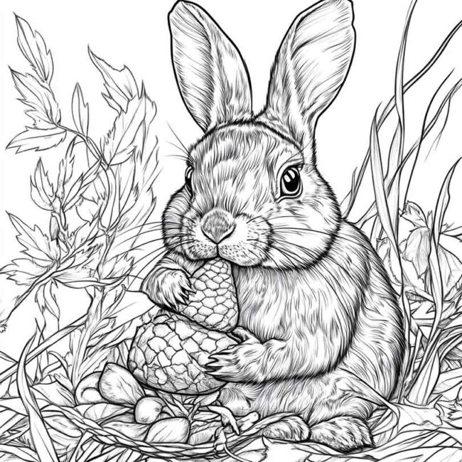 coelhos comendo para colorir 4