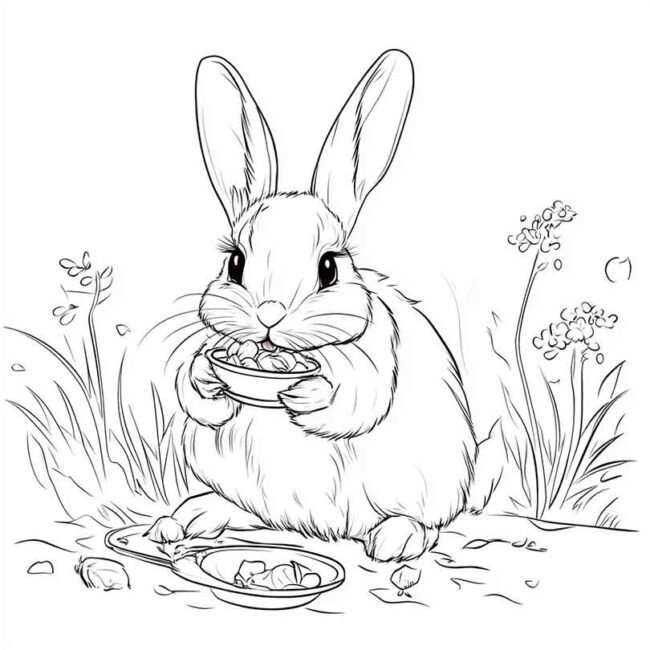 coelhos comendo para colorir 30