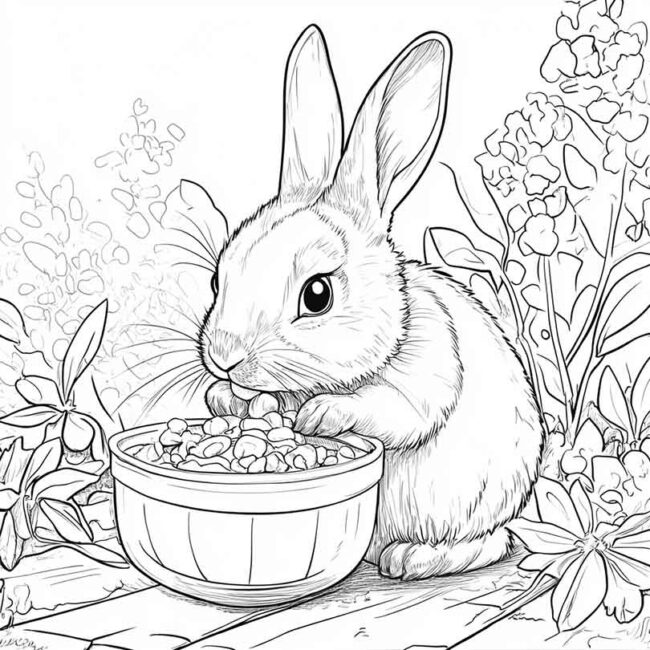 coelhos comendo para colorir 42