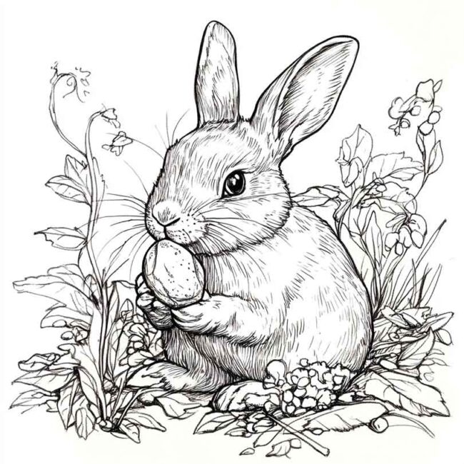 coelhos comendo para colorir 43