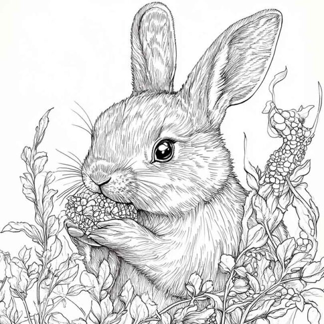 coelhos comendo para colorir 3