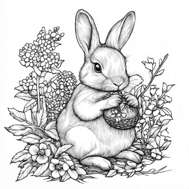 coelhos comendo para colorir 35