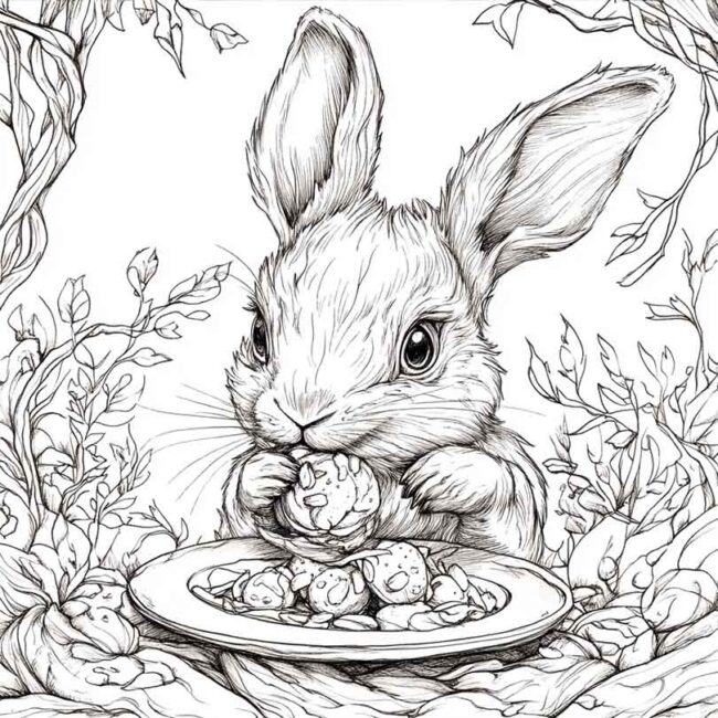 coelhos comendo para colorir 6