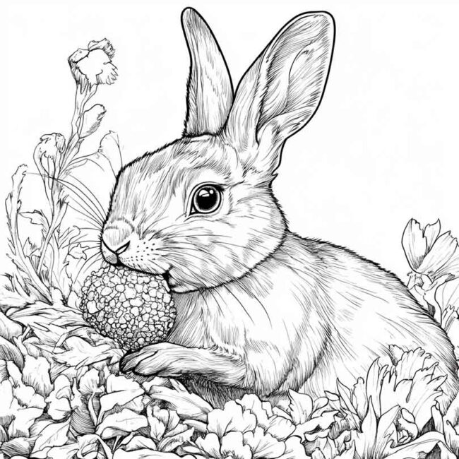 coelhos comendo para colorir 7