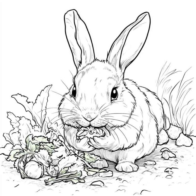coelhos comendo para colorir 23