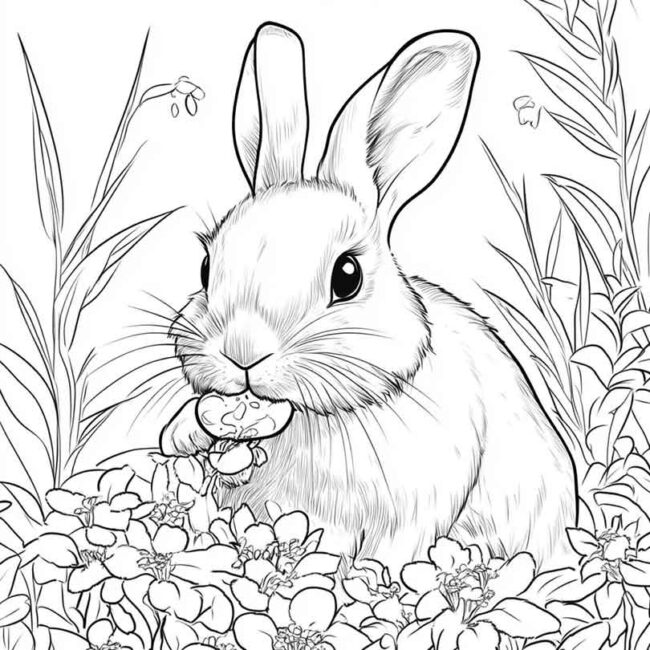 coelhos comendo para colorir 13