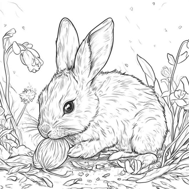 coelhos comendo para colorir 41