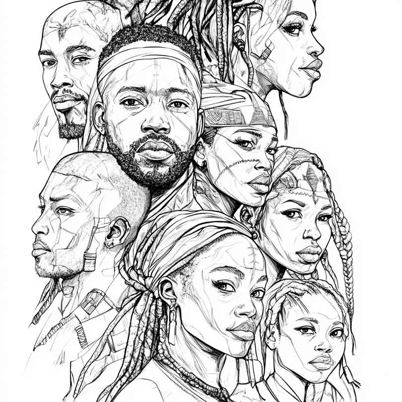 Desenhos GRÁTIS de Africanos para Imprimir e Colorir/Pintar