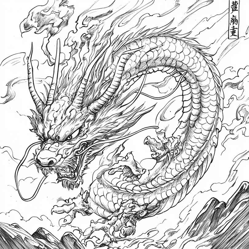 Dragao Japones para colorir 4 Dragão-Japonês-para-colorir-(4)