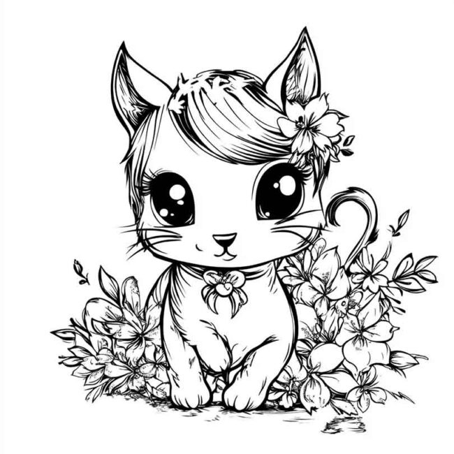 Gatinho Unicornio para imprimir e colorir png 21