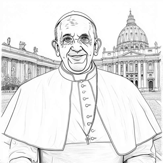 papa francisco para imprimir e colorir 1