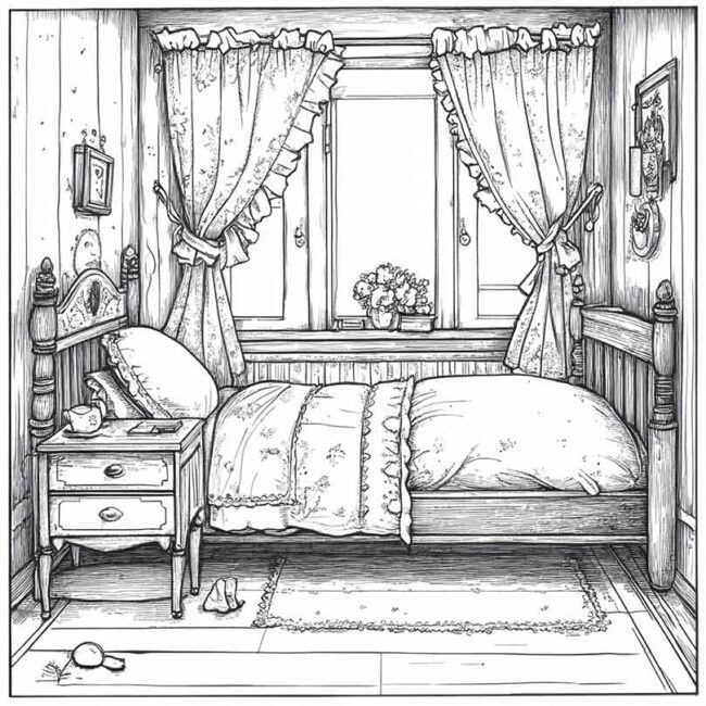 quarto de menina para colorir 7