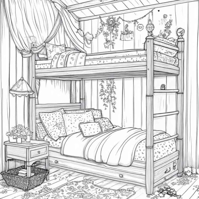 quarto de menina para colorir 9