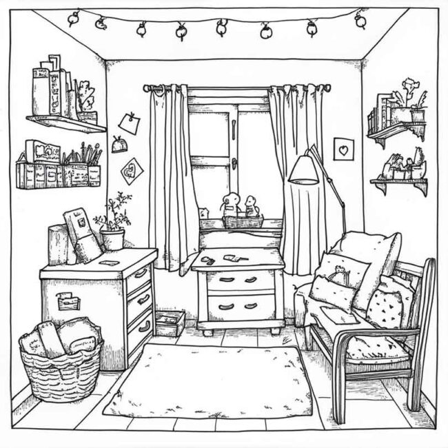 quarto de menina para colorir 39