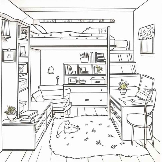 quarto de menina para colorir 31