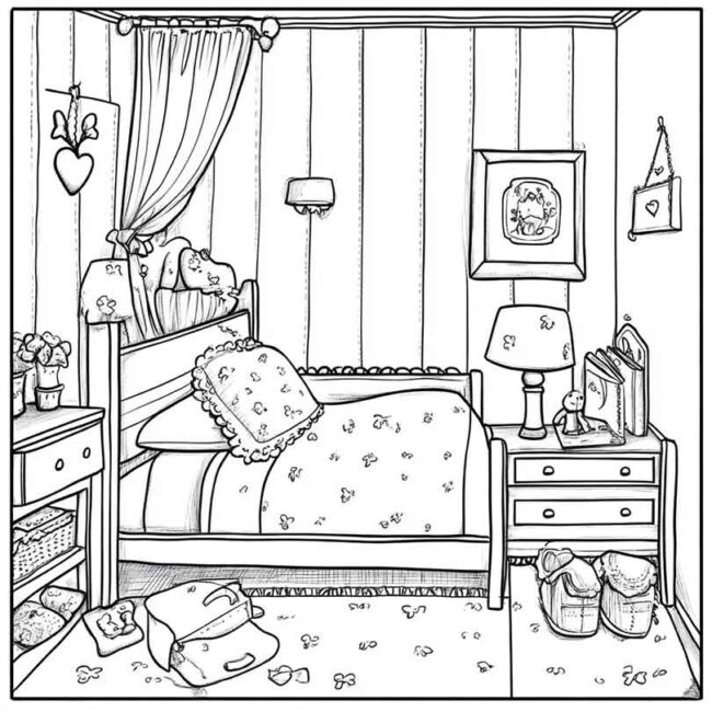 quarto de menina para colorir 37