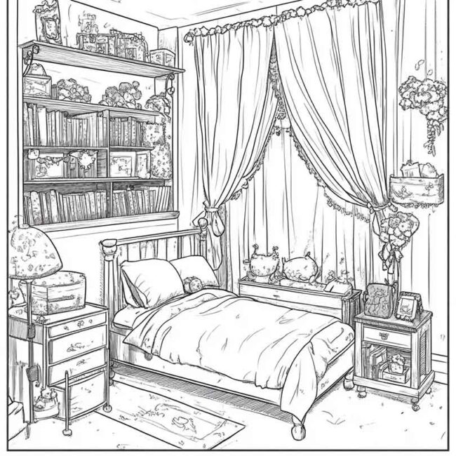 quarto de menina para colorir 19