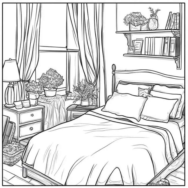quarto de menina para colorir 33