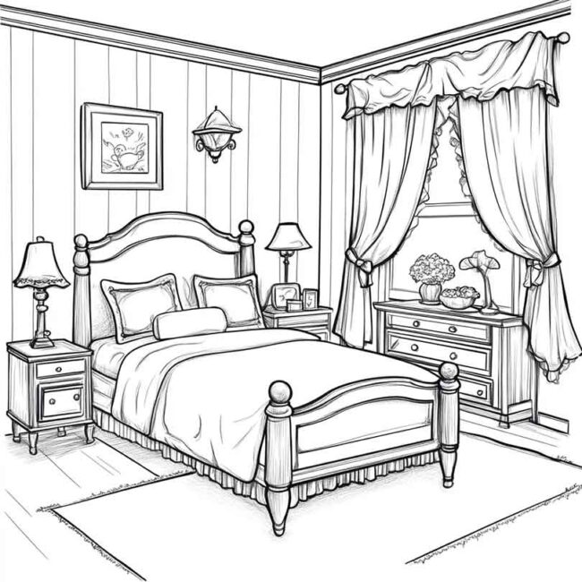 quarto de menina para colorir 36