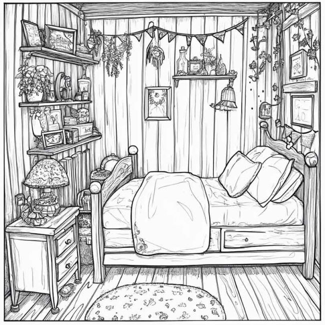 quarto de menina para colorir 40