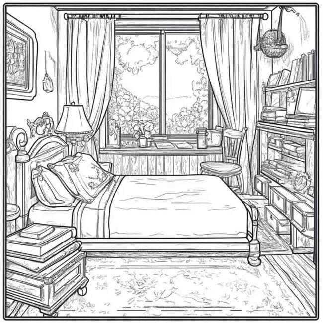 quarto de menina para colorir 20