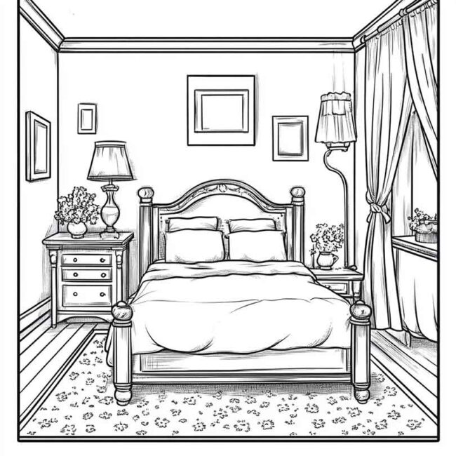 quarto de menina para colorir 35