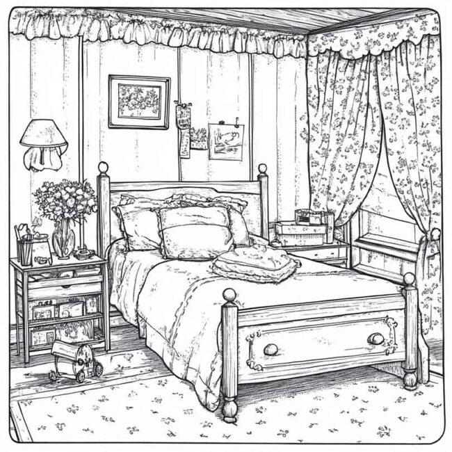quarto de menina para colorir 16