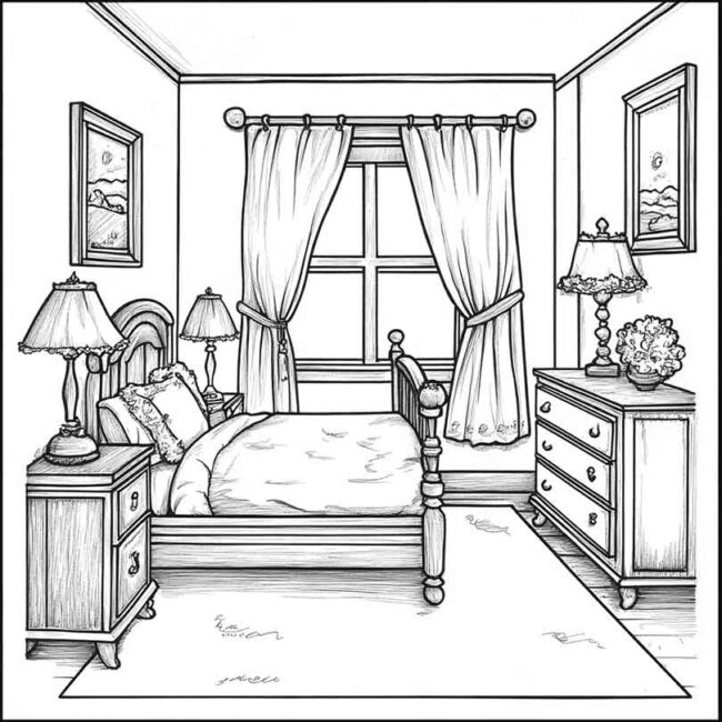 quarto de menina para colorir 30