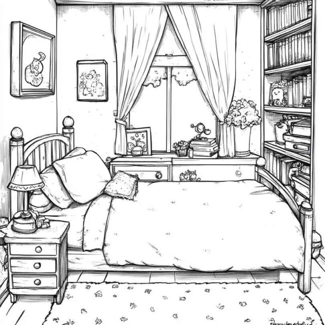 quarto de menina para colorir 41