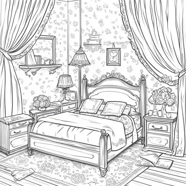 quarto de menina para colorir 15